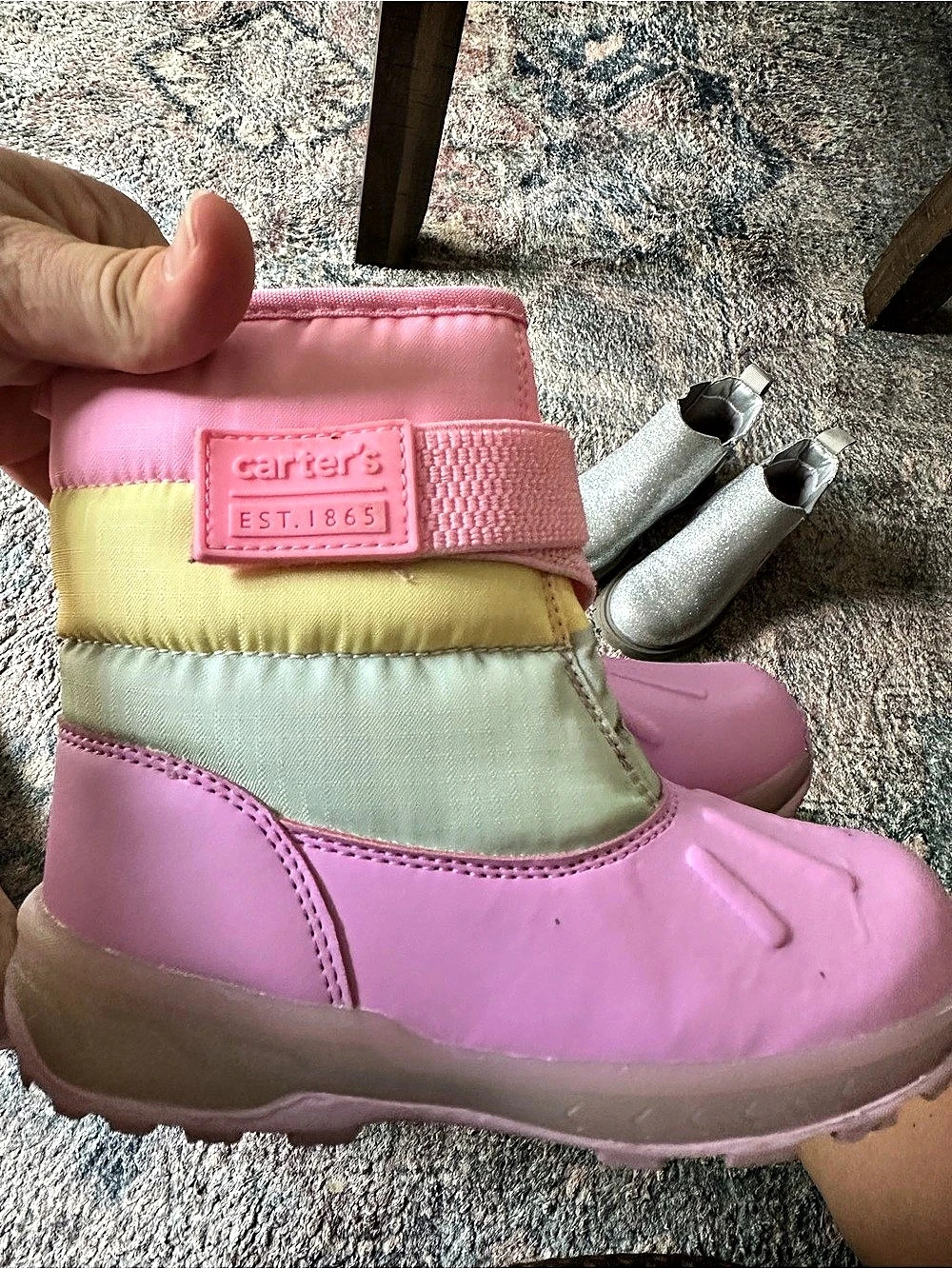Carter's Kids Pink & Green Rain Boots Girls US 12